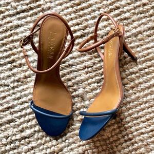 🆕Ralph Lauren Taja Tan Navy Leather Sandals 6.5